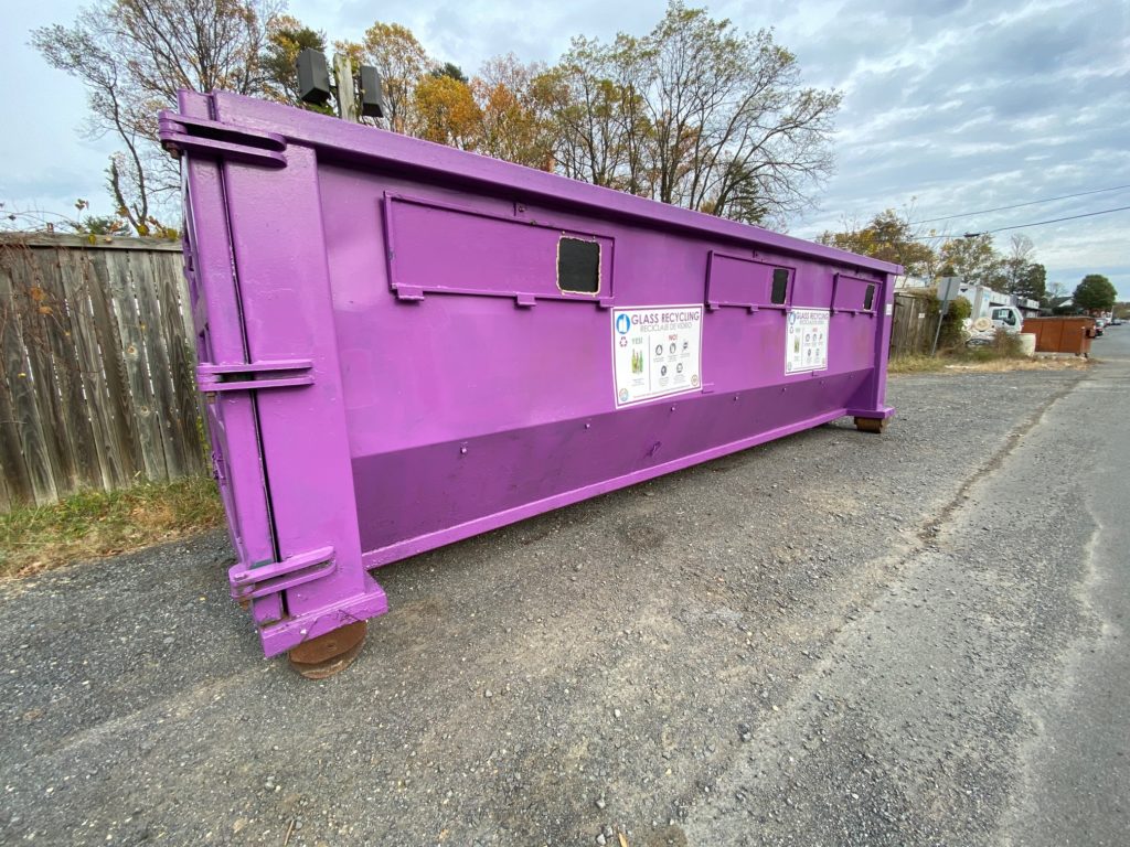 Purple glass recycling location in Vienna Virginia